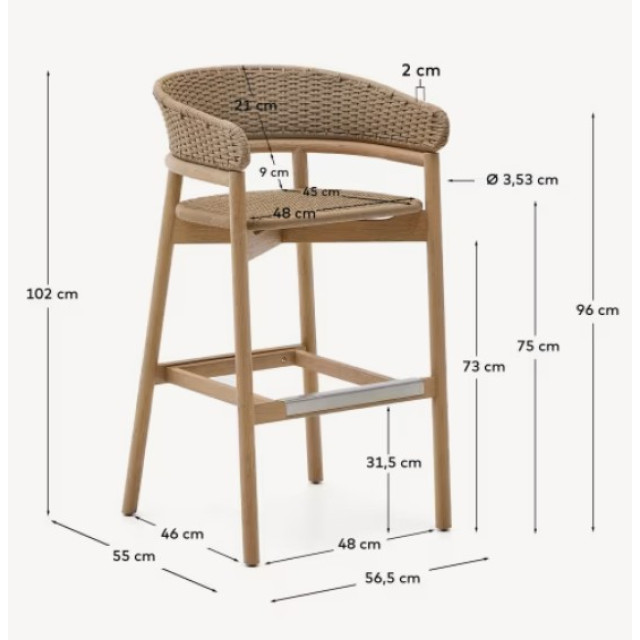 Барный стул Kave Home Arinella C00110RO12