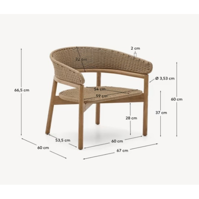 Крісло Arinella Kave Home C00076RO12 з масиву акаціі Крісло Arinella Kave Home C00076RO12 з масиву акаціі