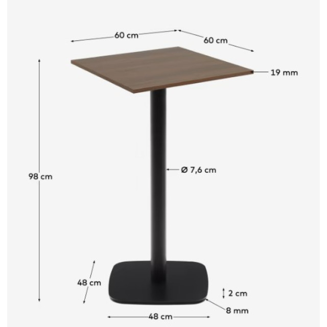 Стол барный Dina T09013WM41 из меламиновой отделки под орех 60x60x96 см Стол барный Dina T09013WM41 из меламиновой отделки под орех 60x60x96 см