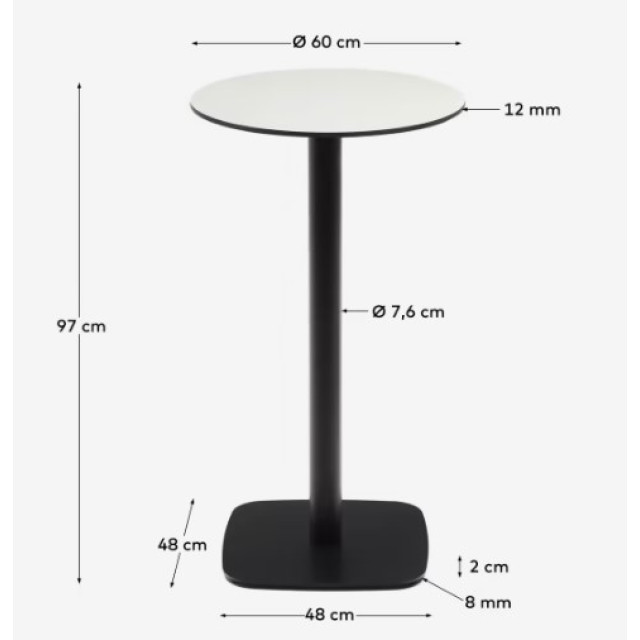 Стол барный Dina T09032HP05 белого цвета Ø60x96 см Стол барный Dina T09032HP05 белого цвета Ø60x96 см