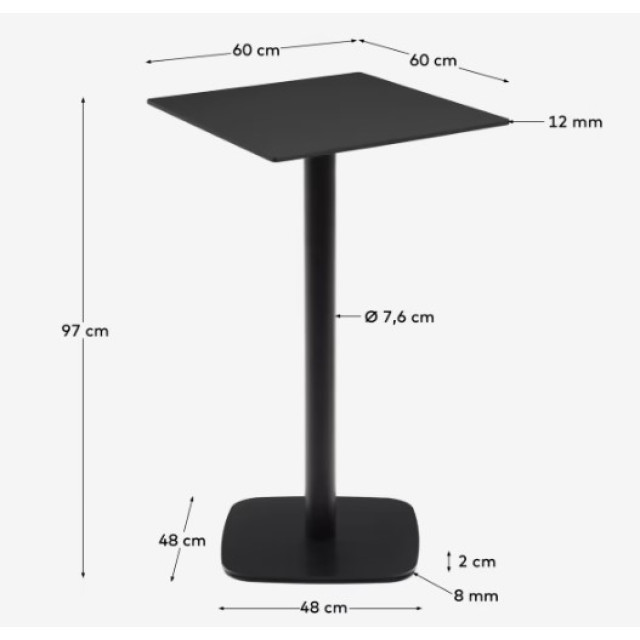 Стол барный Dina T09013HP01 черного цвета 60 x 60 x 96 см Стол барный Dina T09013HP01 черного цвета 60 x 60 x 96 см