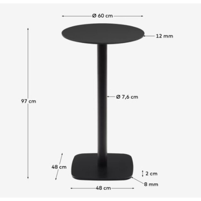 Стол барный Dina T09032HP01 черного цвета Ø 60x96 см