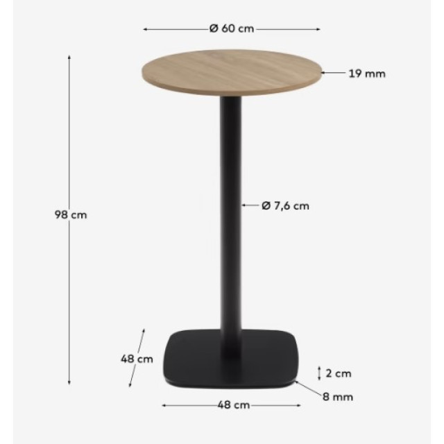 Стол барный Dina T09032WM46 из натурального меламина с металлической ножкой, Ø 60x96 см Стол барный Dina T09032WM46 из натурального меламина с металлической ножкой, Ø 60x96 см