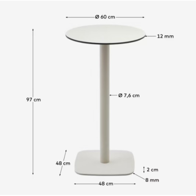 Барный стол Dina T09036HP05 белого цвета, Ø 60 x 96 см Барный стол Dina T09036HP05 белого цвета, Ø 60 x 96 см