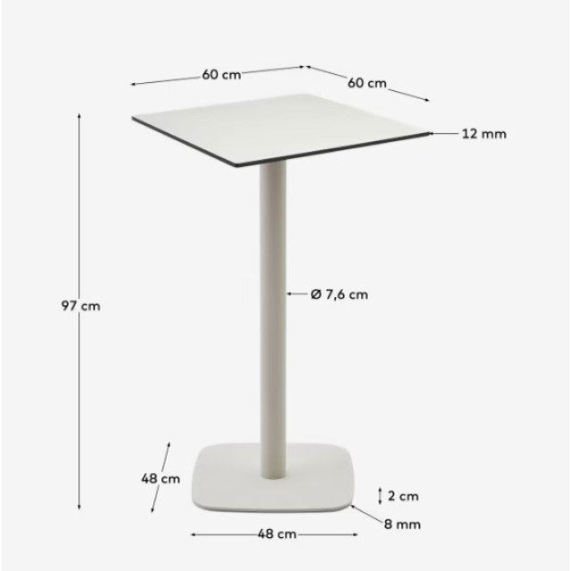 Стол барный Dina T09017HP05 белого цвета  60x60x96 см