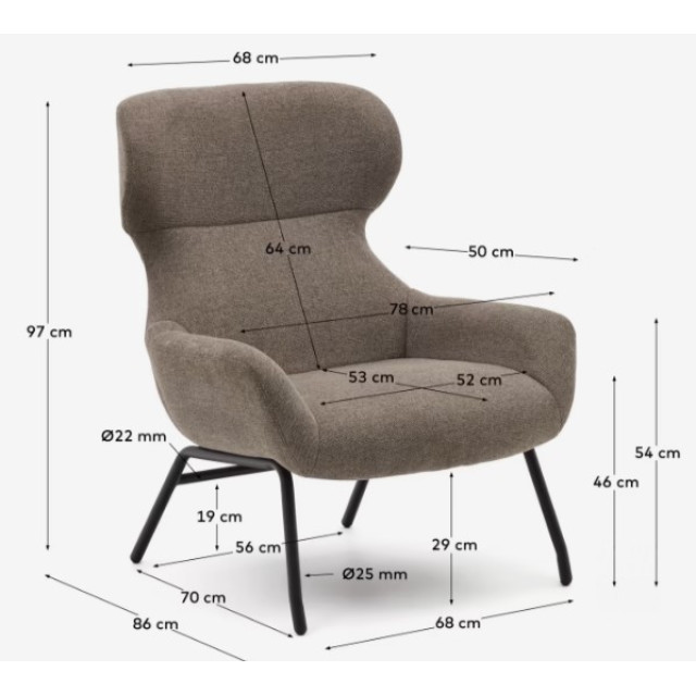 Кресло Belina S0900043BF11 из синели светло-коричневого цвета 