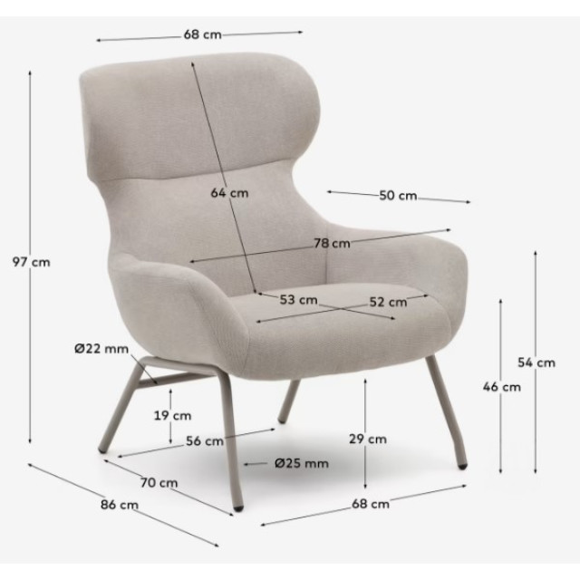 Кресло Belina S0900040BF12 из синели в бежевом цвете 