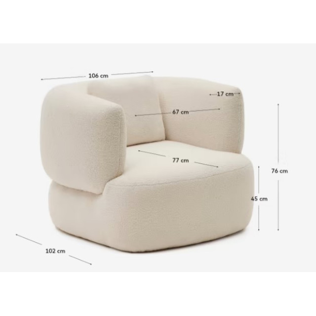 Крісло Martina S83110HI39 з білого букле з подушкою