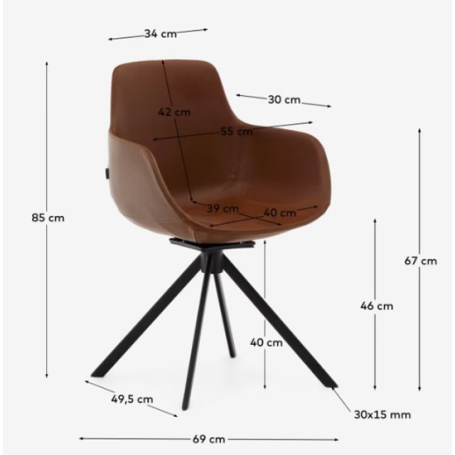 Поворотний стілець  Tissiana  C0200007PP10 З КОРИЧНЕВОЇ ЕКО ШКІРИ