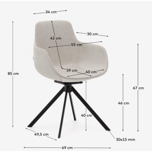 Поворотний стілець Tissiana C0200007BF12 бежевий