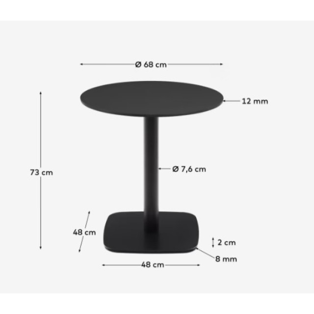 Уличный стол Dina T09011HP01 черного цвета, Ø 68x70 см Уличный стол Dina T09011HP01 черного цвета, Ø 68x70 см