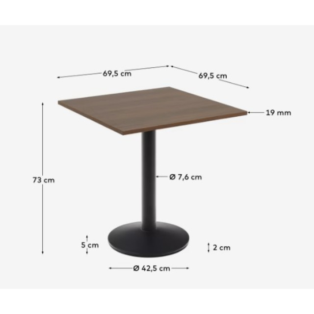 Стол Dina T09011WM41 из натурального меламина с металлической ножкой, 70 x 70 x 70 см Стол Dina T09011WM41 из натурального меламина с металлической ножкой, 70 x 70 x 70 см