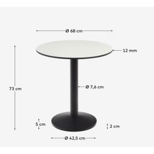 Уличный стол Dina T09011HP05 белого цвета, Ø 68x70 см Уличный стол Dina T09011HP05 белого цвета, Ø 68x70 см