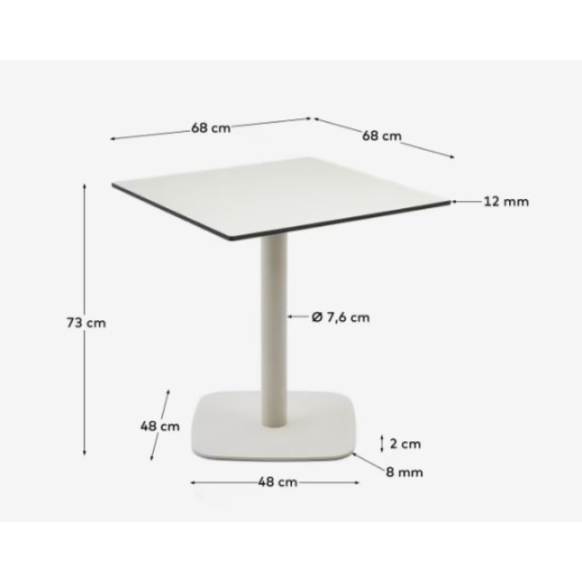 Уличный стол Dina T09016HP05 в белом цвете, 68 x 68 x 73 см Уличный стол Dina T09016HP05 в белом цвете, 68 x 68 x 73 см