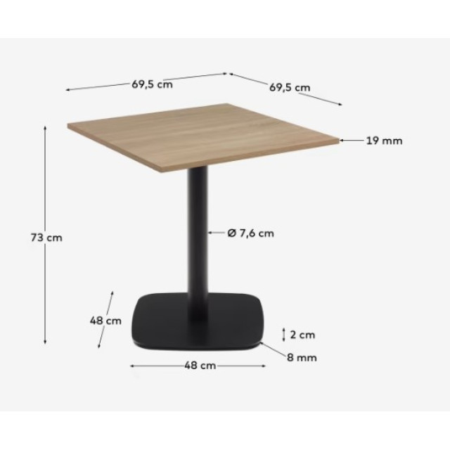 Стол Dina T09012WM41 из натурального меламина 70 x 70 x 70 см Стол Dina T09012WM41 из натурального меламина 70 x 70 x 70 см