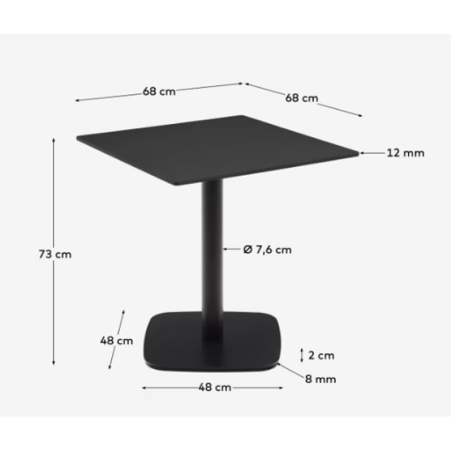 Уличный стол Dina T09012HP01 в черном цвете, 68 x 68 x 73 см Уличный стол Dina T09012HP01 в черном цвете, 68 x 68 x 73 см