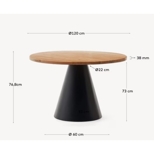 Круглий стіл Wilshire T0300038MM46 з масиву акації, Ø 120 см Круглий стіл Wilshire T0300038MM46 з масиву акації, Ø 120 см