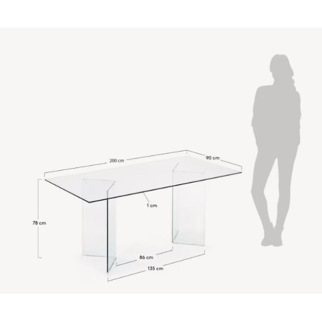 Стіл BURANO T0100048CC07 Прозорий 200 x 90 см
