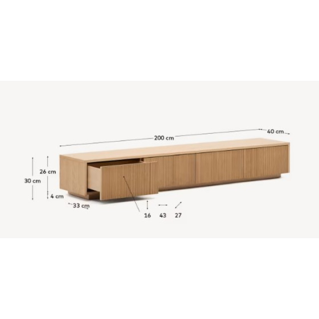 Тумба под TV Helvine M1000032MM40 Шпон Дуба 200x40 см