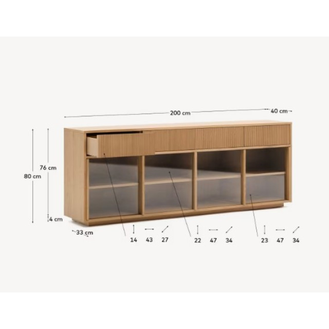 Тумба Helvine M0100034MM40 Шпон Дуба 200 x 75cm 