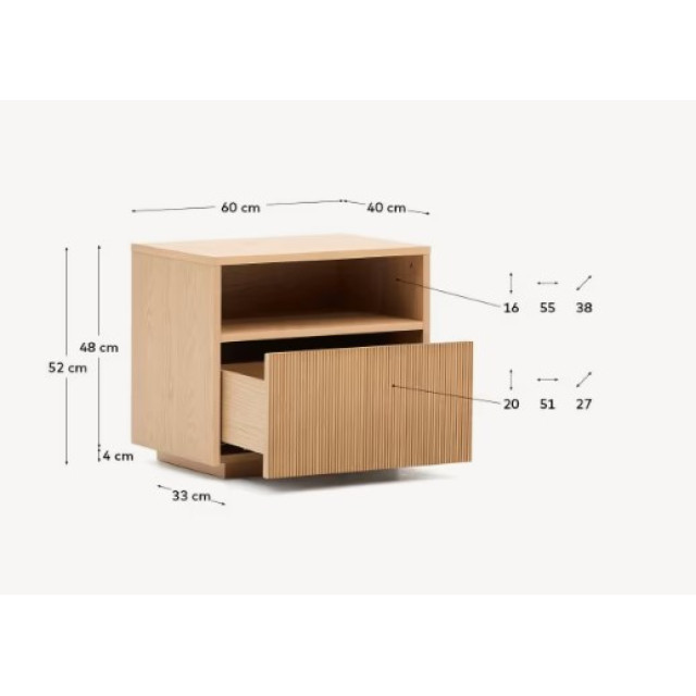 Приліжкова тумба Helvine N1200018MM40 Шпон Дубу 60x52 см