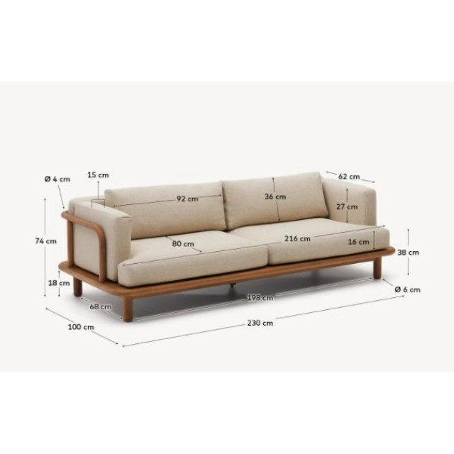 Диван 3-местный Turqueta  J1400038MM47 из дерева тик