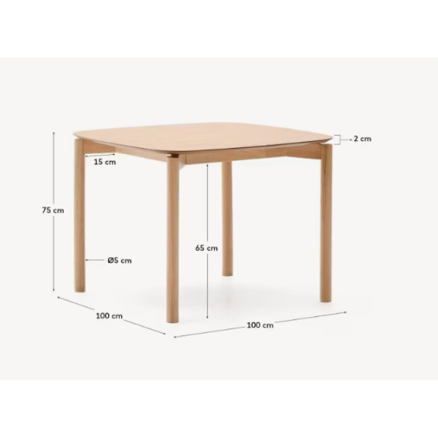Стол Indara 100x100 см Натуральный T00116WM46