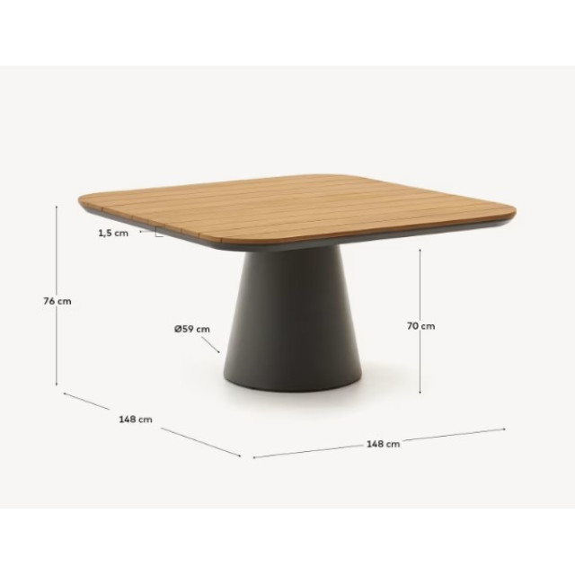 Вуличний стіл Tudons J01000064NN02 Чорний 140x140 см