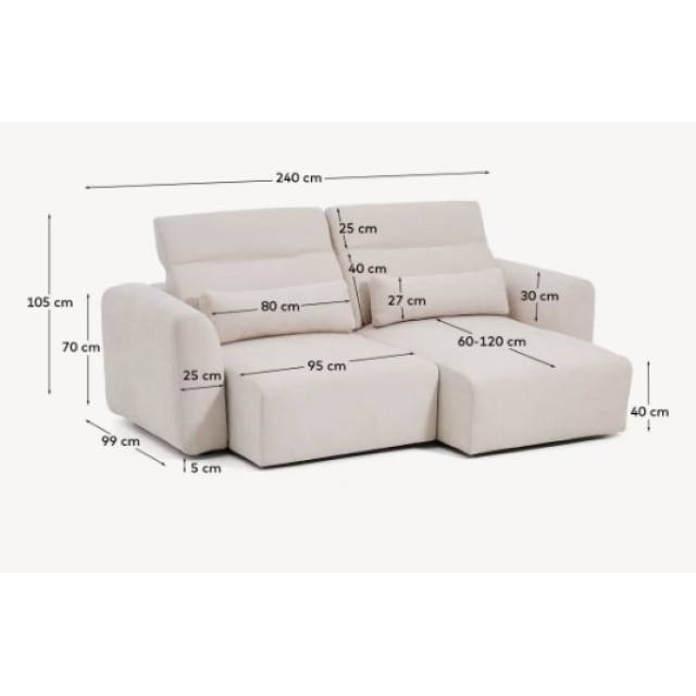  Диван 3-местный Lares S81930LB12 Бежевый 240 см