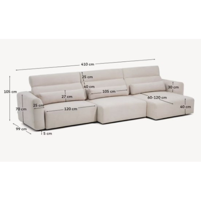 Диван 6-місний Lares S81972LB12 Бежевий 410 см Диван 6-місний Lares S81972LB12 Бежевий 410 см