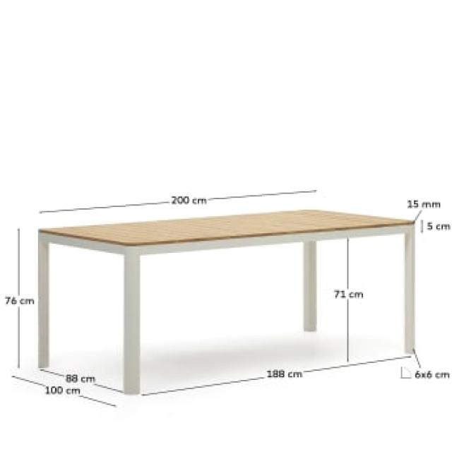 Уличный стол Bona J0100028MM46 с белой отделкой 200 x 100 см