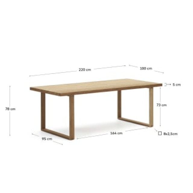 Уличный cтол Canadell J0100032MM46 из массива эвкалипта 220 x 100 см