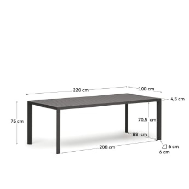 Садовий стіл Culip J0100037NN02 сірий 220 x 100 см Садовий стіл Culip J0100037NN02 сірий 220 x 100 см