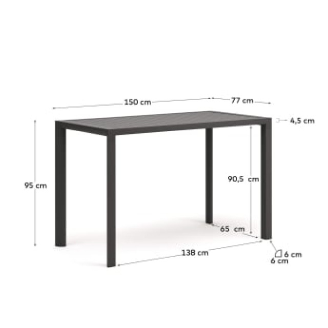 Високий вуличний стіл Culip J0100040NN02 Сірий 150 x 77 смм Високий вуличний стіл Culip J0100040NN02 Сірий 150 x 77 смм