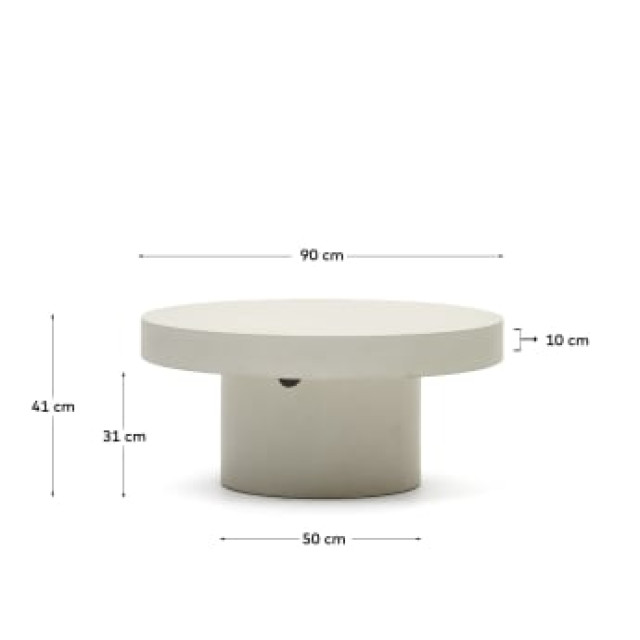 Круглый журнальный столик Aiguablava J0300039PR05 с белого бетона Ø 90 см