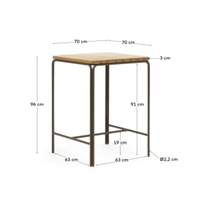 Барный стол Salguer J0400003MM43 из массива акации 70 x 70 см