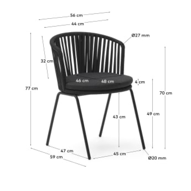Садовий стілець Saconca J0600048JJ01 Чорний Садовий стілець Saconca J0600048JJ01 Чорний