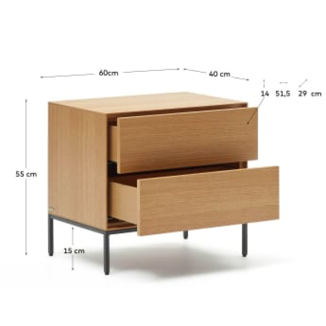 Приліжкова тумба Vedrana N1200005MM40 із шпону дуба 60 x 55 см Приліжкова тумба Vedrana N1200005MM40 із шпону дуба 60 x 55 см