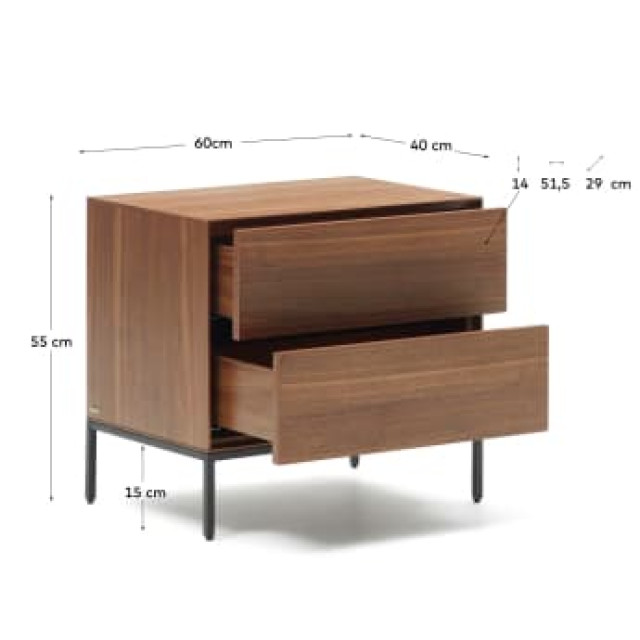 Приліжкова тумба Vedrana N1200005MM41 зі шпону горіха 60 x 55 см Приліжкова тумба Vedrana N1200005MM41 зі шпону горіха 60 x 55 см