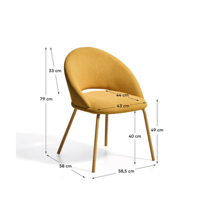 Стул Bonali C00486UP12UP11 обивка из горчичного шенилла, ножки из металла горчичного цвета