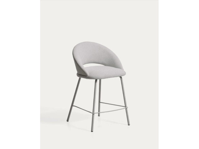 Полубарный стул Bonali CC00487UP12UP03 обивка из серого шенилла, ножки из металла серого цвета