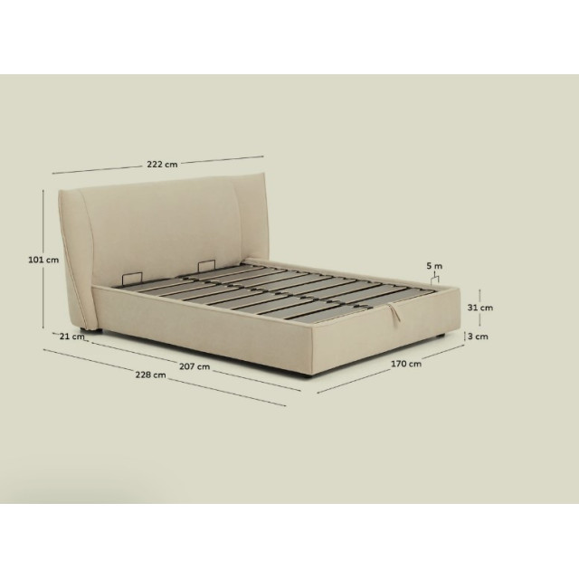 Ліжко Arvian N00080LB12 бежевого кольору із синелі 160 x 200 см
