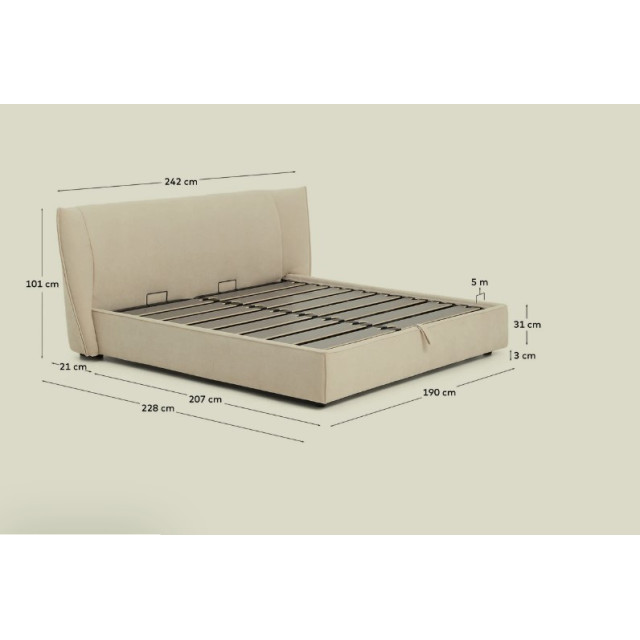 Ліжко Arvian N00083LB12 бежевого кольору із синелі 180 x 200 см