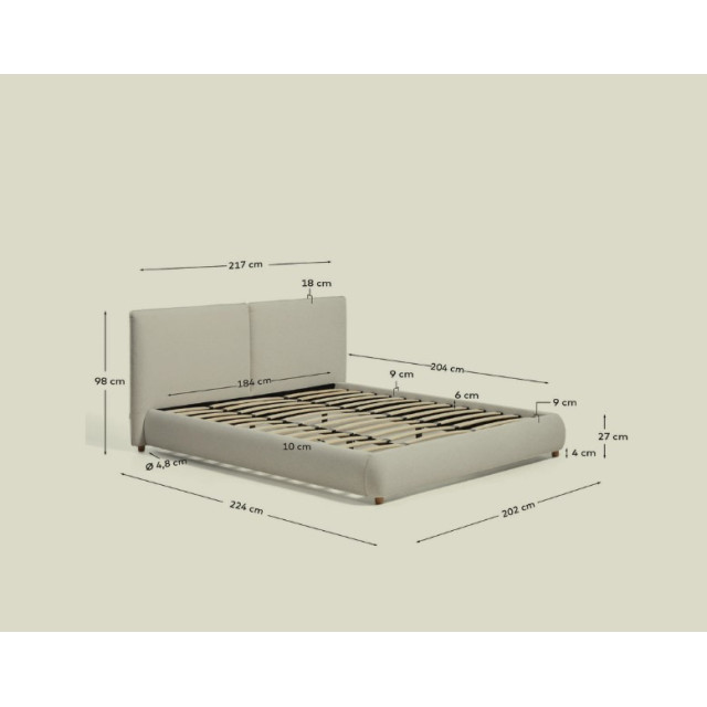 Ліжко Elerio N00137FA39 з оббивкою синелі колір екрю 180 x 200 см