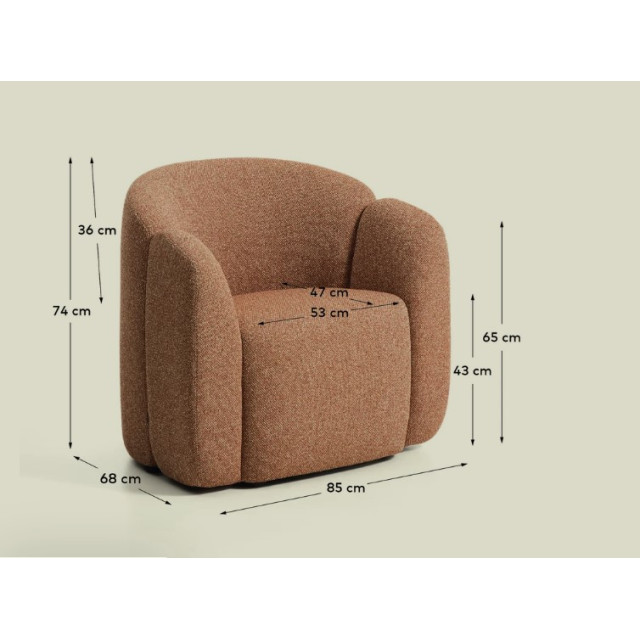 Крісло Corvena S00210FA59 з теракотового шенілла,85 см