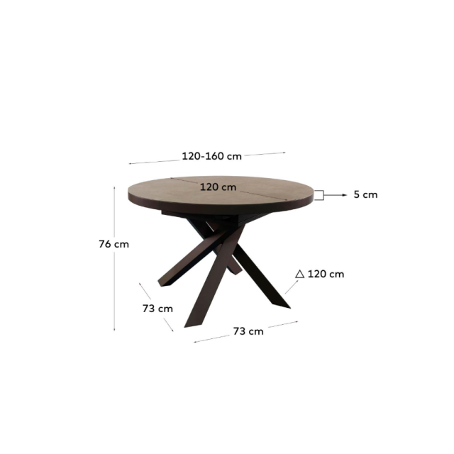 Круглий розсувний стіл Vashti 1416T03001KK15 порцеляна 120(160) х 76 см