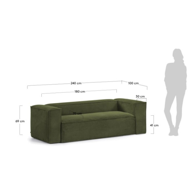 Диван прямий  Blok S570LN19 3-місний 240 см вельвет зелений 
