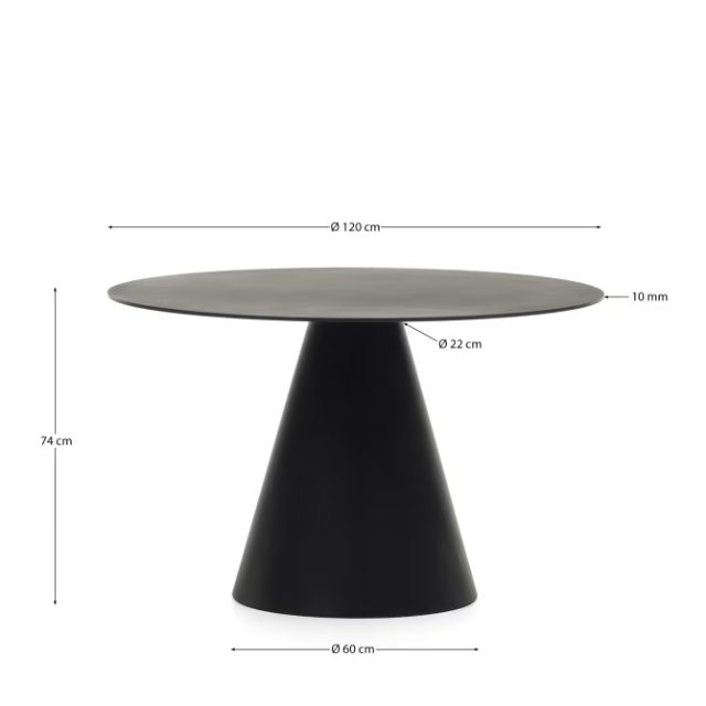 Стіл Wilshire T0300003 із загартованого скла та металу Ø 120 см чорний Стіл Wilshire T0300003 із загартованого скла та металу Ø 120 см чорний
