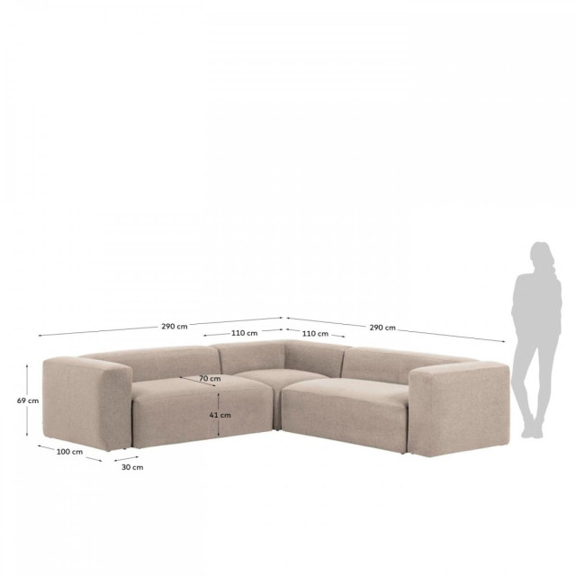 Диван кутовий Blok S686GR39 4-місний 290х290 см  бежевий  