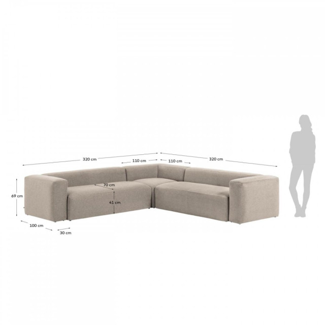 Диван кутовий Blok S684GR39 6-місний 320х320 см бежевий  